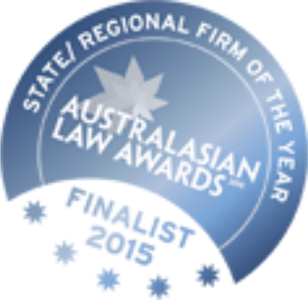 Image Shows: of State/Regional Firm of the Year Australasian Law Awards Finalist 20215 logo in blue with stars