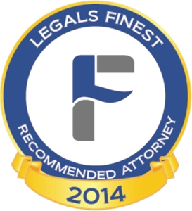 Image Shows: of Legal's Finest Recommended Attorney 2014 logo