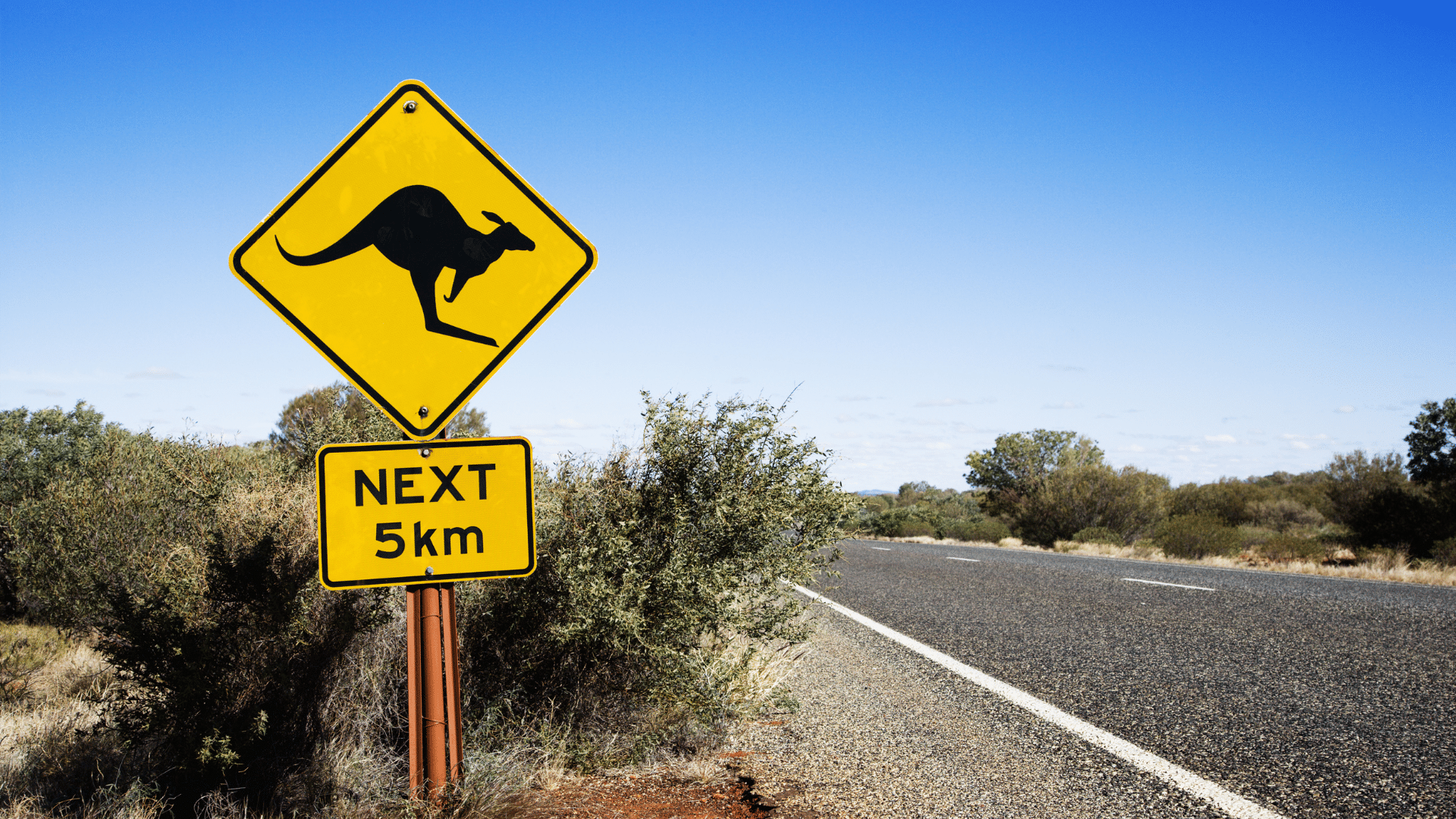 rural road in Australia with sign