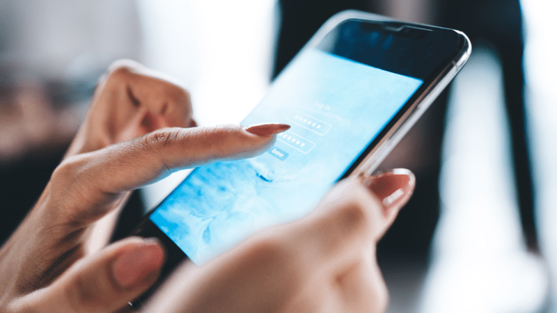 image of lady using a phone