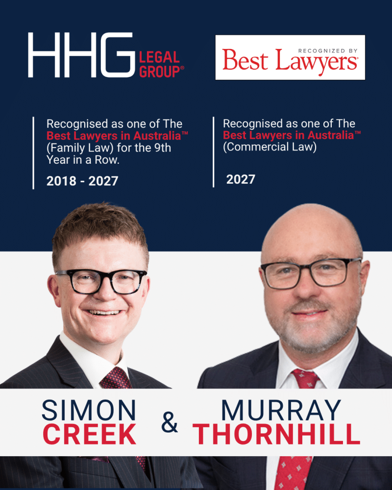 image shows portrait photo of Simon Creek and Murray Thornhill with Best Lawyers logo