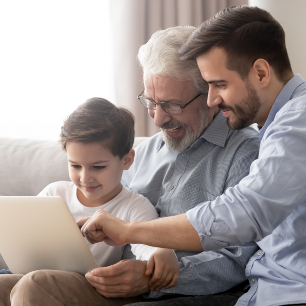 Image Shows: three generations of sons