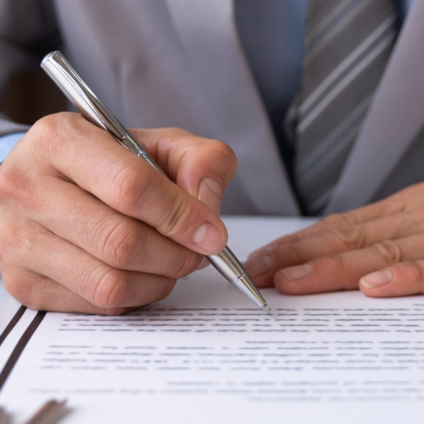 Image Shows: lawyer reviewing documents