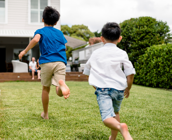 Image Shows: children running at home