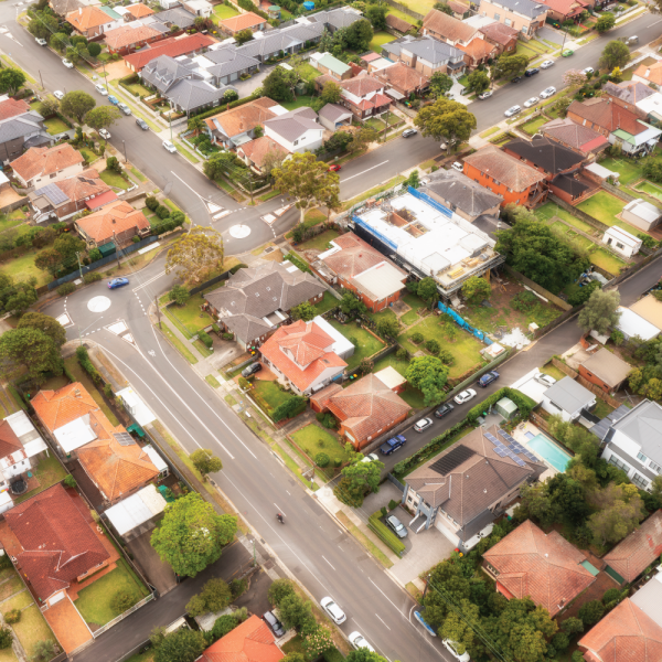 Image Shows: an ariel view of residential property