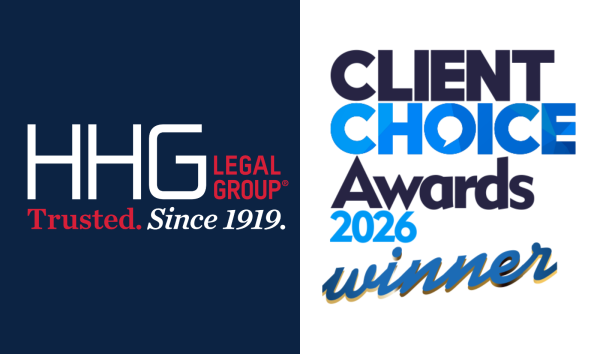 Image shows HHG Legal Group Logo and Client Choice Award 2026 Winner logo