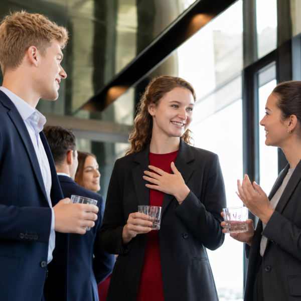 Group of young people networking and talking to each other