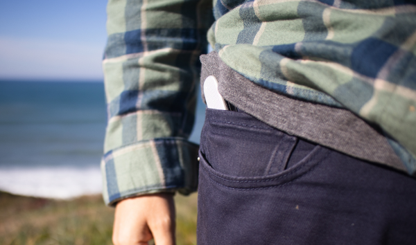 image shows a knife in a pocket
