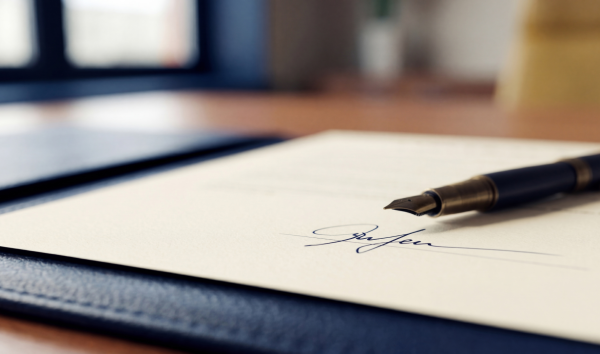 image shows s signature on a paper