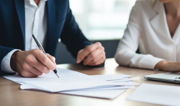 image shows legal person talking to a person