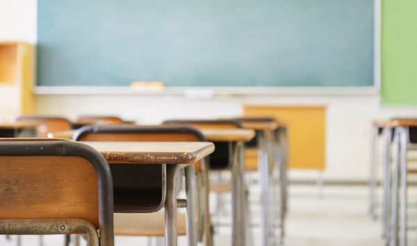 image shows empty classroom