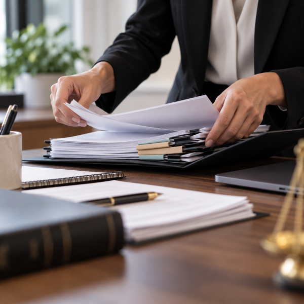 Bail application - gathering the right papers on a desk