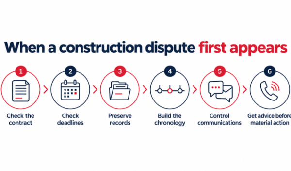 graphic shows apractical construction dispute checklist | HHG Legal Group